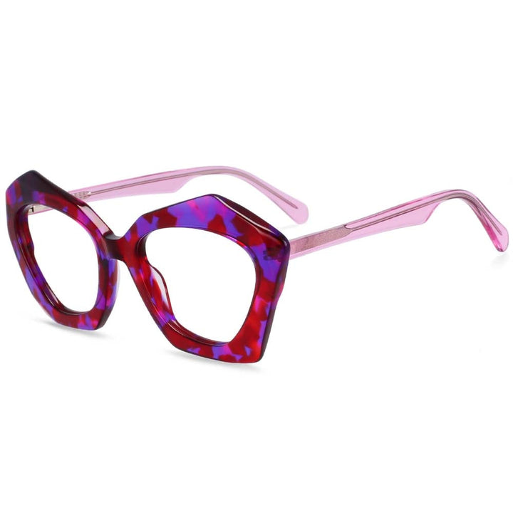 CCSpace Women's Full Rim Butterfly Cat Eye Acetate Frame Eyeglasses 54325 Full Rim CCspace Purple-Red China 