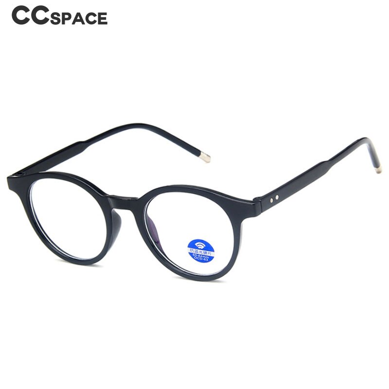 CCSpace Unisex Full Rim Round Resin Frame Eyeglasses 54214 Full Rim CCspace   