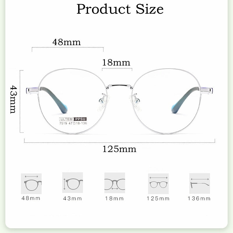 Yimaruili Children's Unisex Full Rim Round Ultem Titanium Alloy Eyeglasses 7519S Full Rim Yimaruili Eyeglasses   