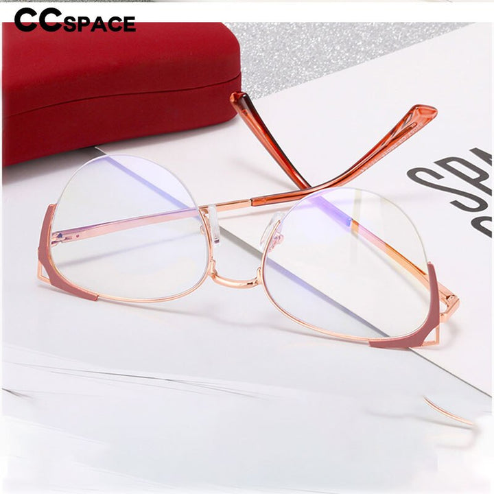 CCSpace Women's Full Rim Square Cat Eye Alloy Eyeglasses 55263 Full Rim CCspace   