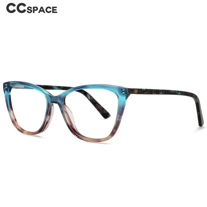 CCspace Unisex Full Rim Square Cat Eye Acetate Eyeglasses 55569 Full Rim CCspace   