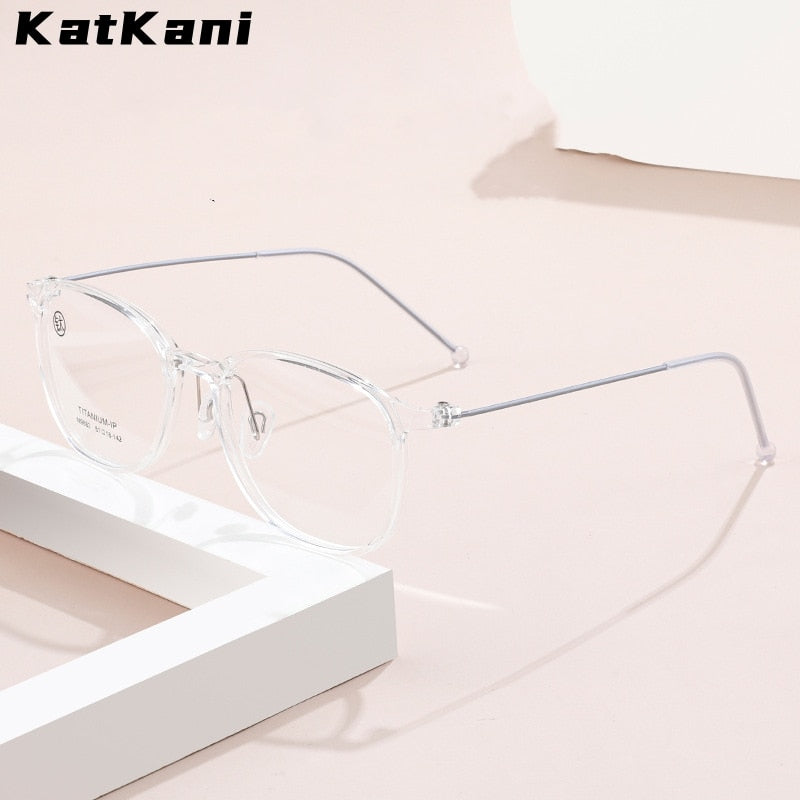 KatKani Unisex Full Rim Square Round Big Tr 90 Titanium Eyeglasses M9883 Full Rim KatKani Eyeglasses   