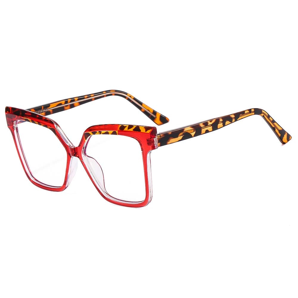 CCSpace Women's Full Rim Square Cat Eye Tr 90 Titanium Eyeglasses 54979 Full Rim CCspace China Red 