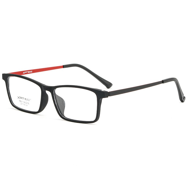 Yimaruili Men's Full Rim Square Tr 90 Titanium Eyeglasses 9821 Full Rim Yimaruili Eyeglasses Black Red  