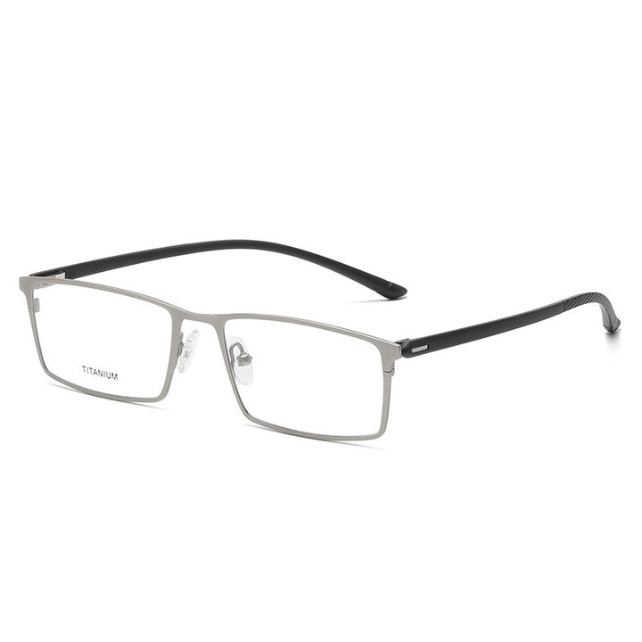 Zirosat Men's Full Rim Square Titanium Eyeglasses P9850 Full Rim Zirosat silver  