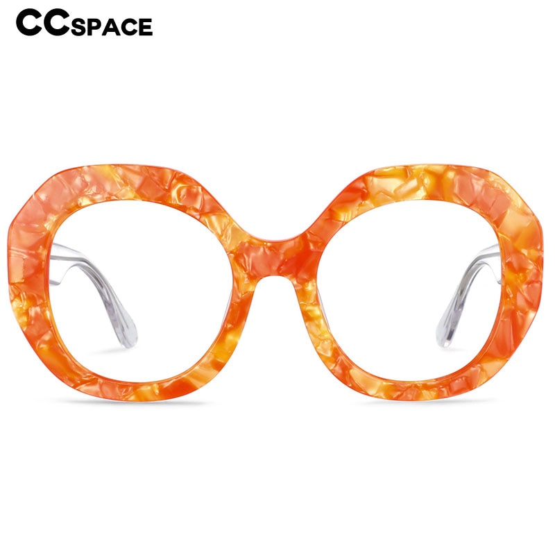CCSpace Women's Full Rim Oversized Round Acetate Frame Eyeglasses 54069 Full Rim CCspace   