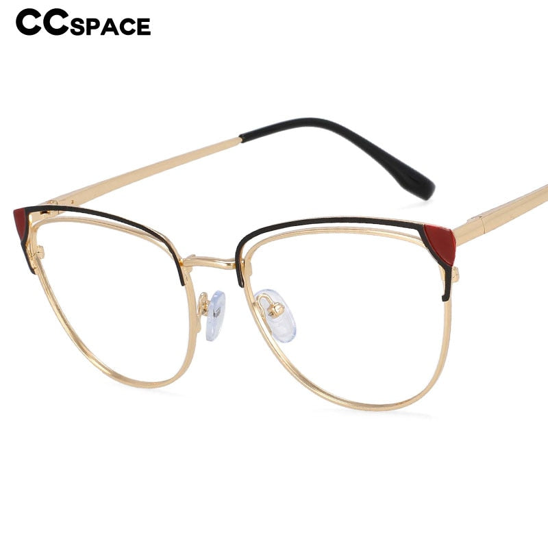 CCSpace Women's Full Rim Cat Eye Alloy Frame Eyeglasses 54377 Full Rim CCspace   