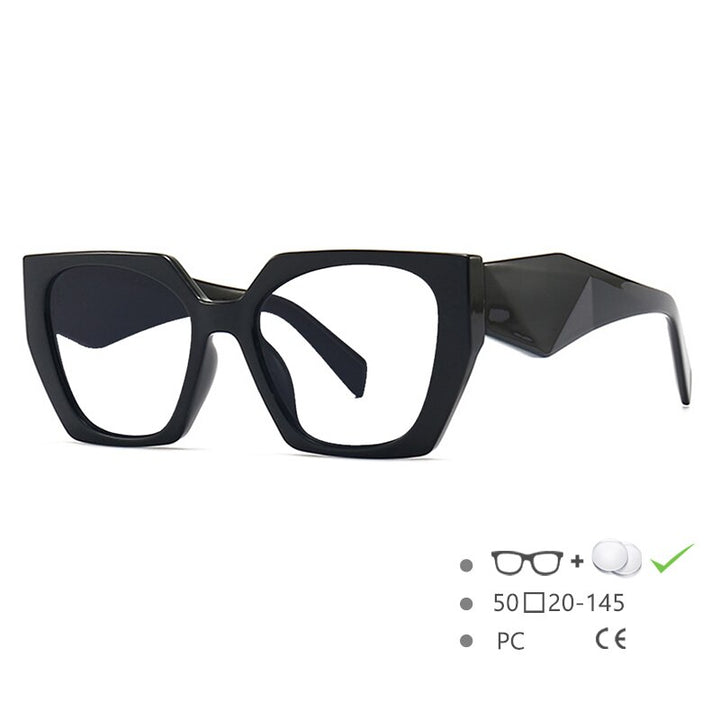 CCSpace Women's Full Rim Cat Eye PC Resin Frame Eyeglasses 54584 Full Rim CCspace Black China 
