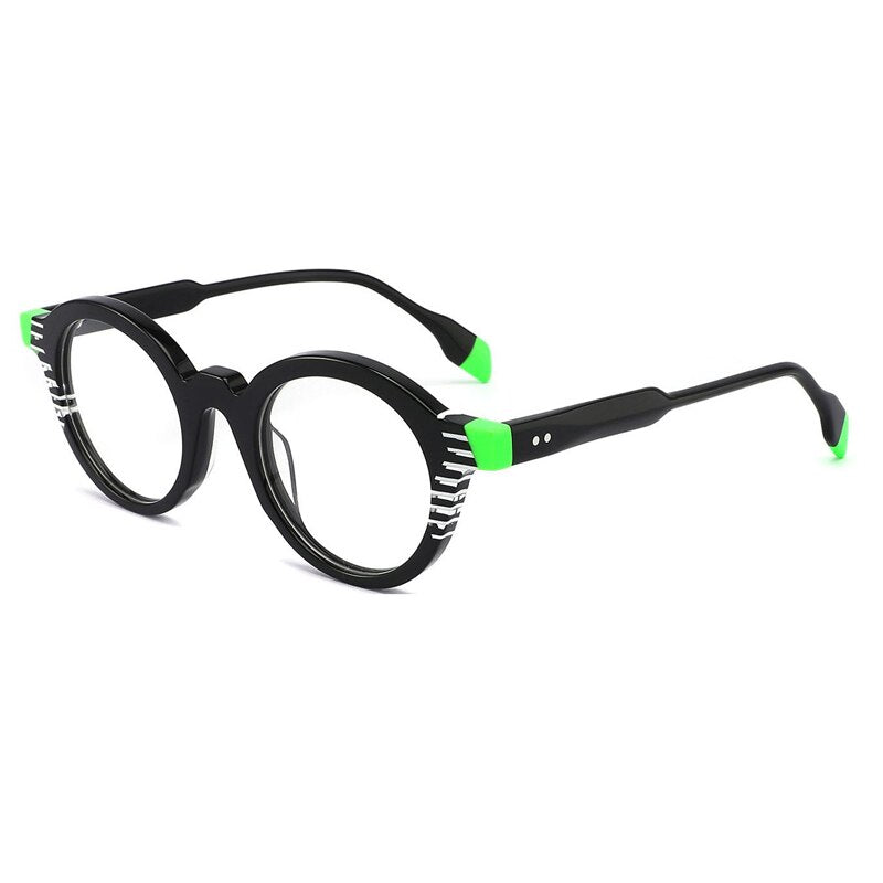 Gatenac Unisex Full Rim Round Acetate Eyeglasses Gxyj1013 Full Rim Gatenac Black  