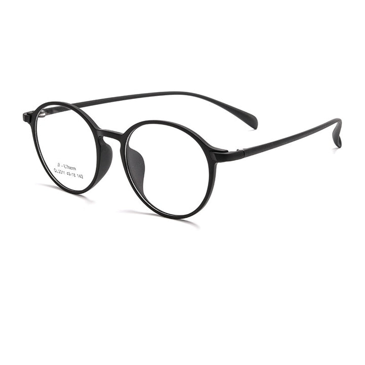 KatKani Unisex Full Rim Round Ultem Steel Eyeglasses 2011ql Full Rim KatKani Eyeglasses Matte Black  