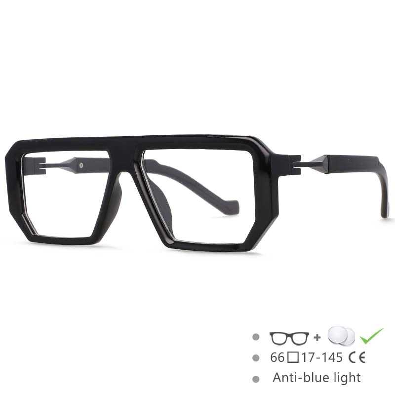 CCspace Unisex Full Rim Irregular Rectangle Tr 90 Eyeglasses 54630 Full Rim CCspace China Black 