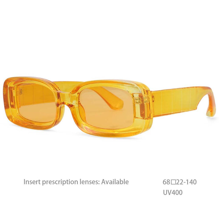 CCSpace Unisex Full Rim Rectangle Resin Frame Punk Sunglasses 54430 Sunglasses CCspace Sunglasses Yellow as picture 