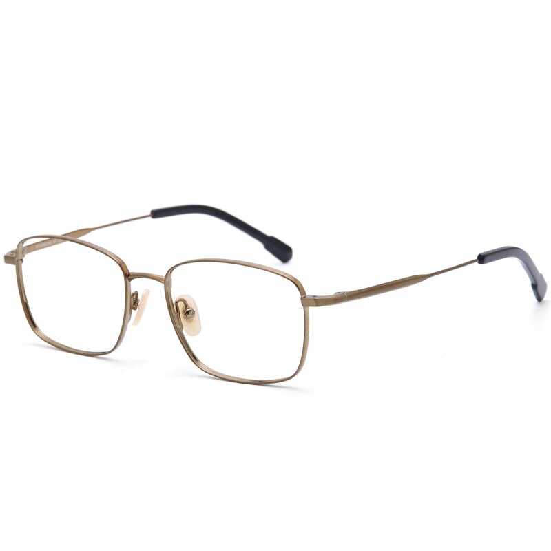 Muzz Men's Full Rim Square Titanium Eyeglasses 9041 Full Rim Muzz Dark Brown  