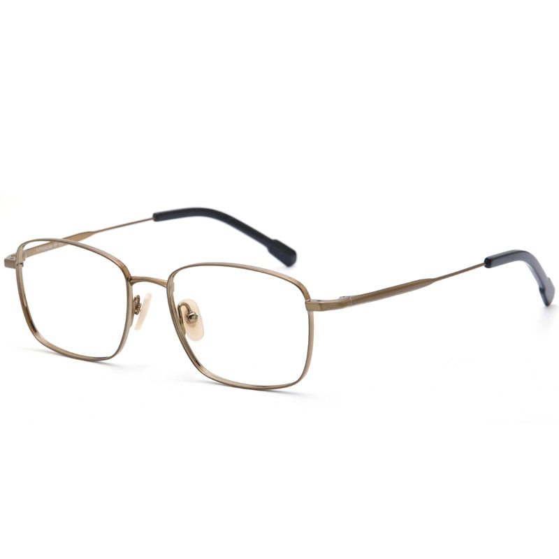 Muzz Men's Full Rim Square Titanium Eyeglasses H9041 Full Rim Muzz Dark Brown  
