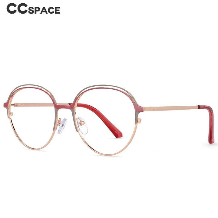 CCspace Women's Full Rim Round Alloy Frame Eyeglasses 54559 Full Rim CCspace   