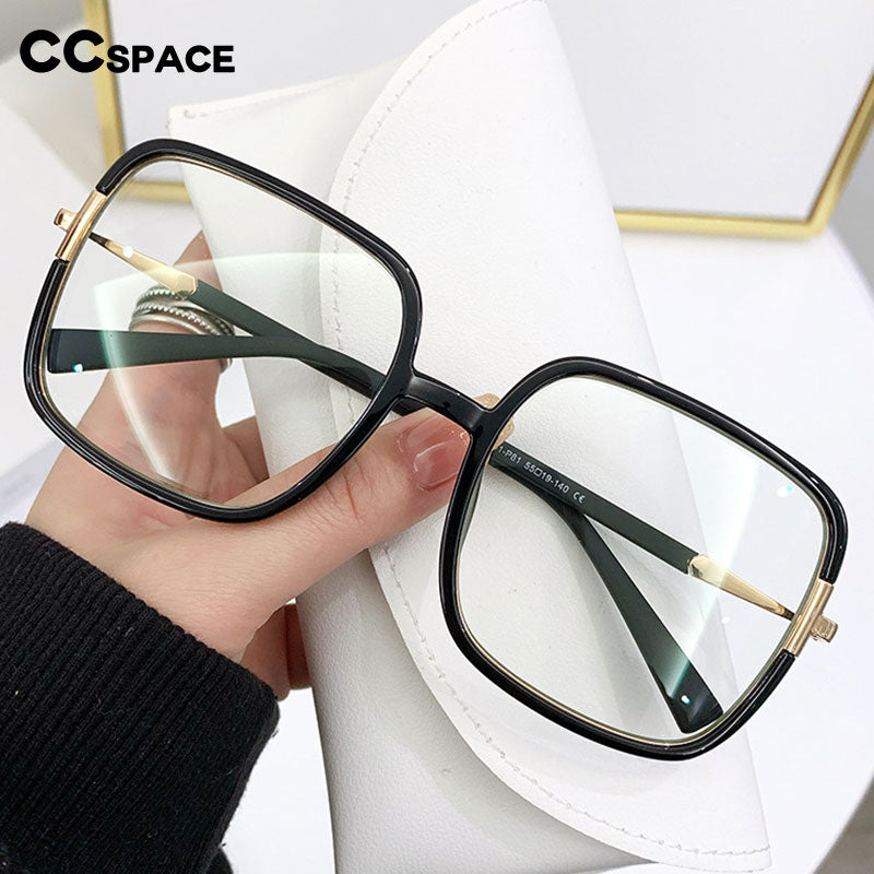 CCspace Unisex Full Rim Large Square Tr 90 Titanium Eyeglasses 56314 Full Rim CCspace   