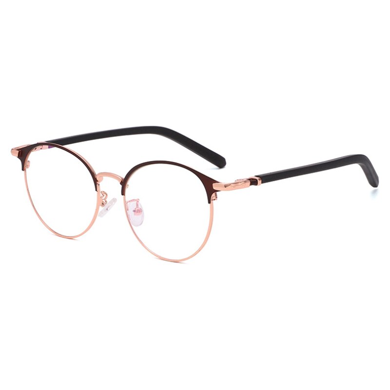 Handoer Unisex Full Rim Round Tr 90 Alloy Eyeglasses 6628 Full Rim Handoer ROSE-GOLD  