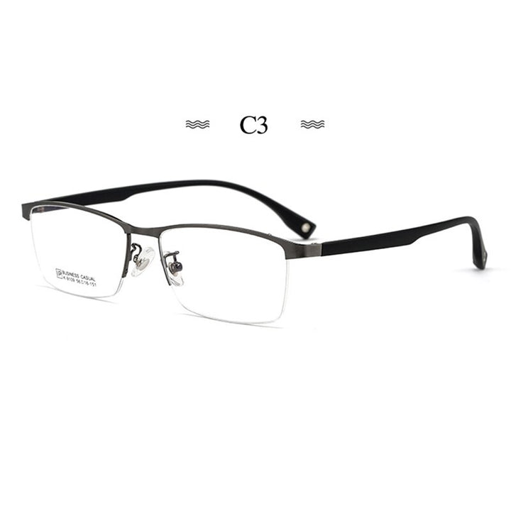 Hotochki Men's Semi Rim Square Tr 90 Titanium Frame Eyeglasses K9109 Semi Rim Hotochki C3  