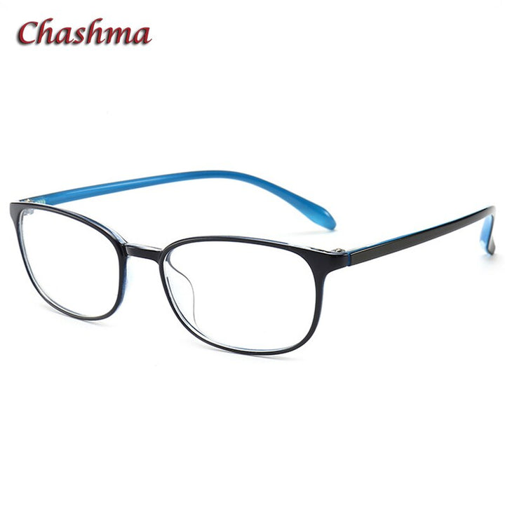 Chashma Women's Full Rim Square TR 90 Resin Titanium Frame Eyeglasses 6053 Full Rim Chashma Black Blue  