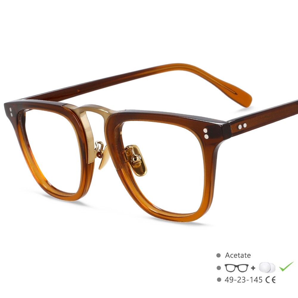 CCspace Unisex Full Rim Square Acetate Eyeglasses 49309 Full Rim CCspace Brown China 