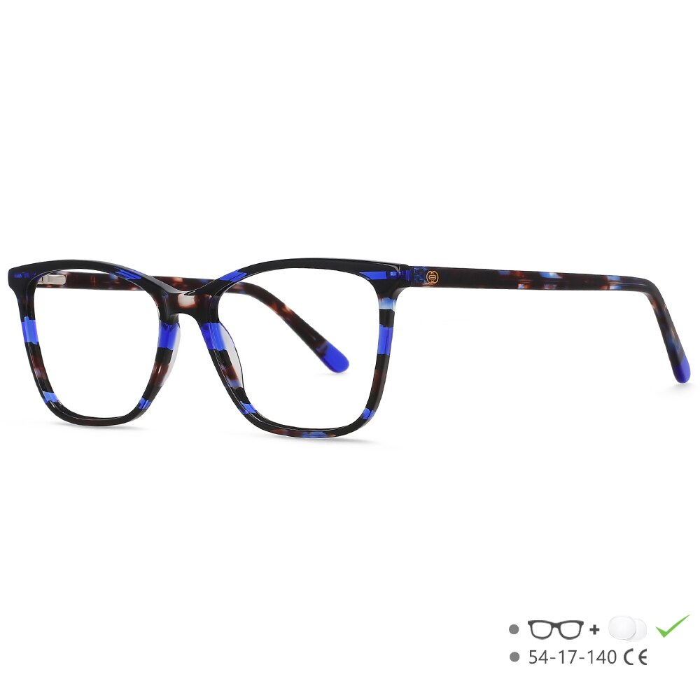 CCspace Unisex Full Rim Square Cat Eye Acetate Eyeglasses 55567 Full Rim CCspace Blue China 