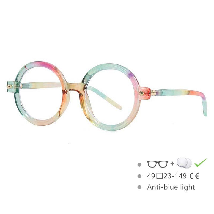 CCSpace Unisex Full Rim Round Acetate Frame Eyeglasses 54567 Full Rim CCspace Rainbow China 