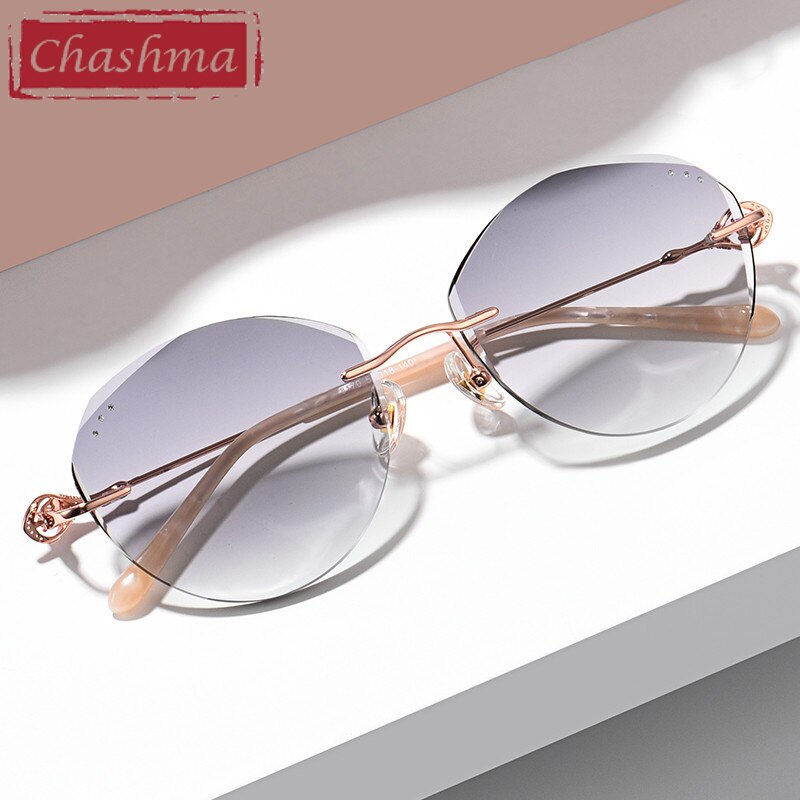 Chashma Women's Rimless Oval Square Titanium Eyeglasses 8170 Rimless Chashma   