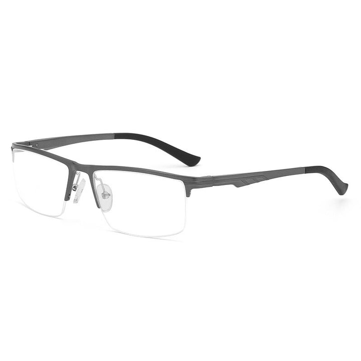 Hdcrafter Men's Semi Rim Rectangle Tr 90 Alloy Eyeglasses Kl6122 Semi Rim Hdcrafter Eyeglasses Gun  