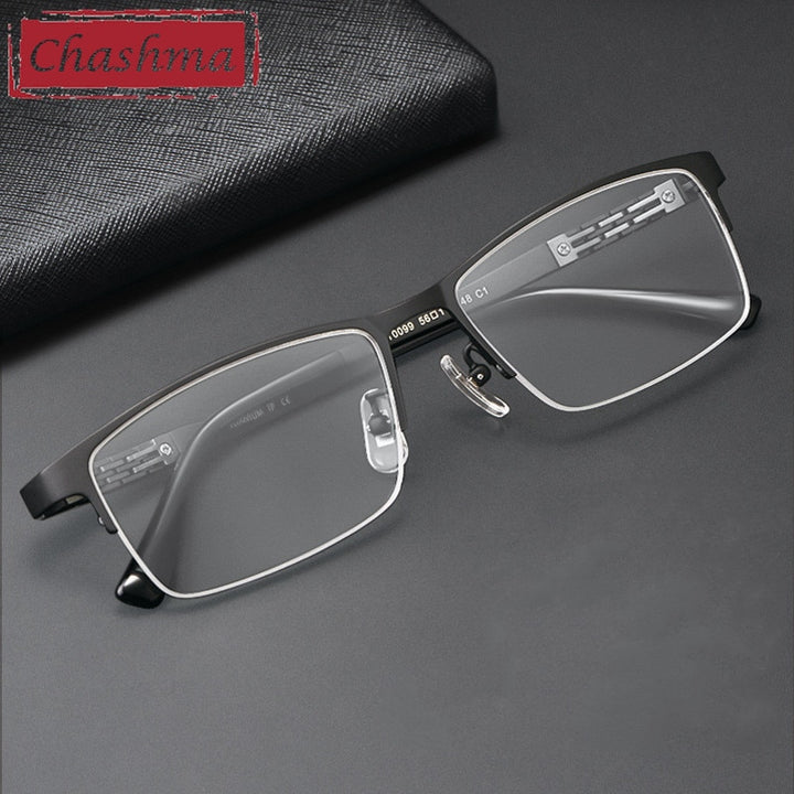 Chashma Ottica Men's Oversized Semi Rim Square Titanium Eyeglasses 0099 Semi Rim Chashma Ottica   