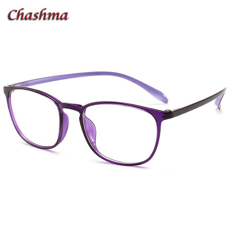 Chashma Unisex Full Rim TR 90 Resin Rectangle Frame Eyeglasses 6062 Full Rim Chashma Purple  