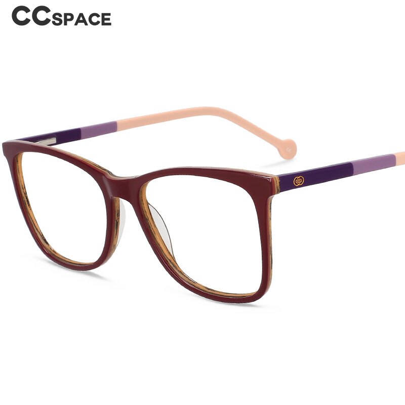 CCspace Unisex Full Rim Square Acetate Eyeglasses 55565 Full Rim CCspace   