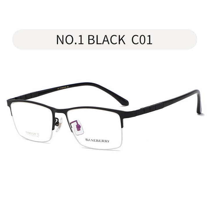 Zirosat Unisex Eyeglasses Frame Pure Titanium Half Rim 71137 Semi Rim Zirosat black  