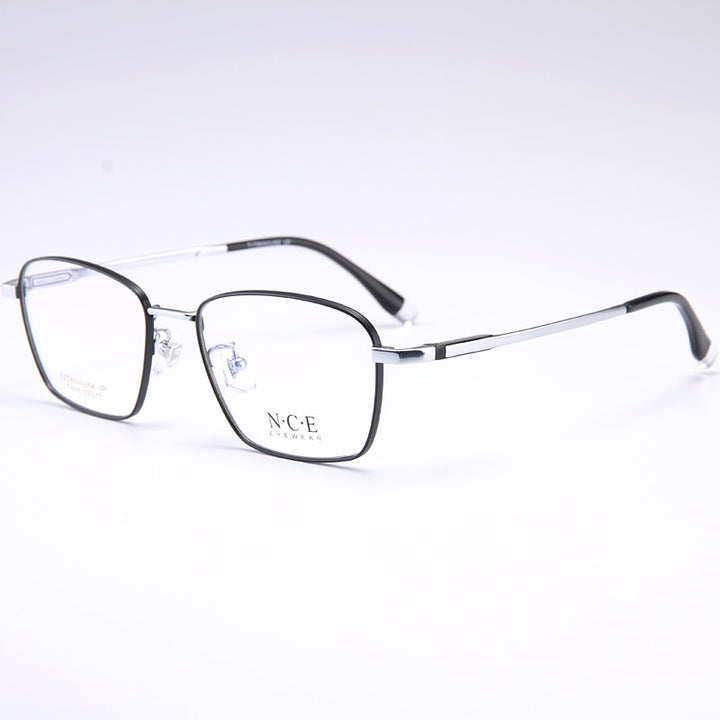 Bclear Men's Full Rim Square Titanium Frame Eyeglasses My006 Full Rim Bclear black silver  