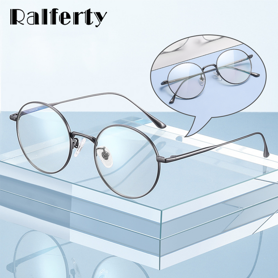 Ralferty Unisex Full Rim Oversized Round Titanium Eyeglasses Full Rim Ralferty   
