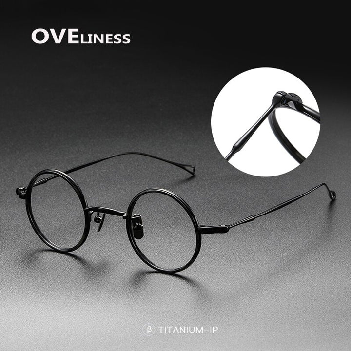 Oveliness Unisex Full Rim Round Titanium Eyeglasses V8 Full Rim Oveliness   