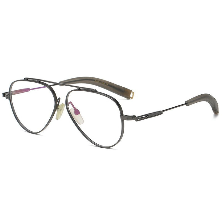 Yimaruili Unisex Full Rim Square Titanium Eyeglasses DLX102 Full Rim Yimaruili Eyeglasses Gun  