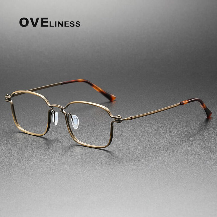 Oveliness Unisex Full Rim Square Titanium Eyeglasses 5898 Full Rim Oveliness bronze  