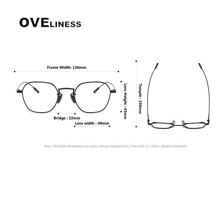 Oveliness Unisex Full Rim Irregular Square Titanium Eyeglasses 80808 Full Rim Oveliness   