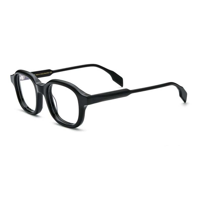 CCSpace Unisex Full Rim Irregular Square Acetate Eyeglasses 54703 Full Rim CCspace Black China 