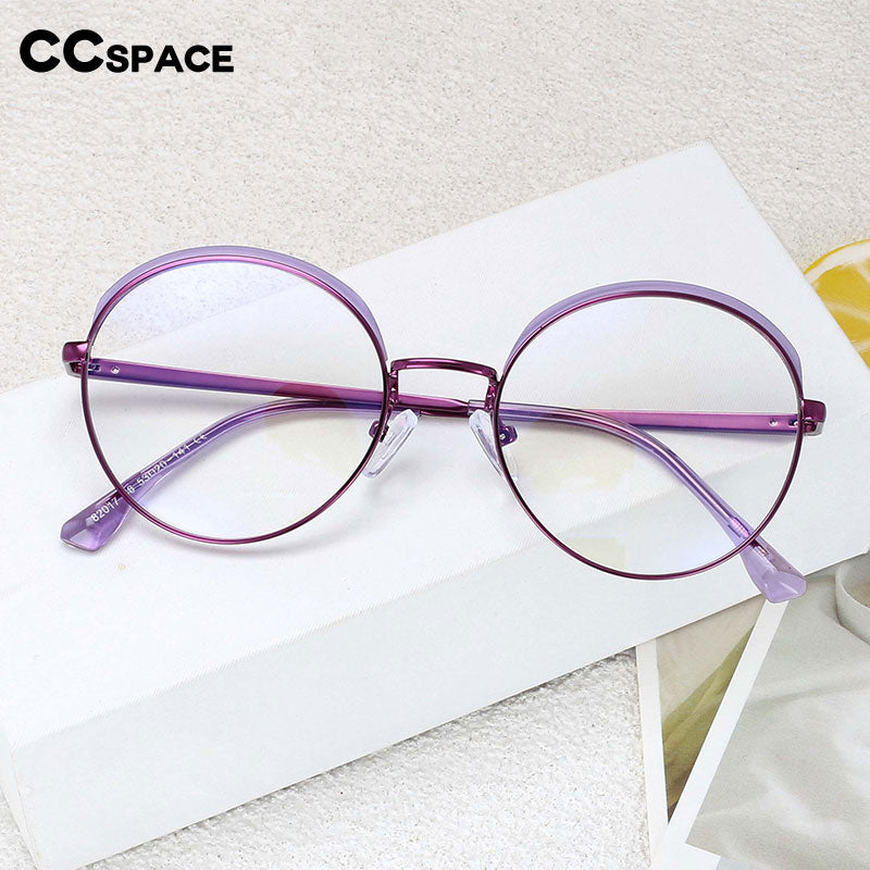 CCSpace Women's Full Rim Round Alloy Frame Eyeglasses 54460 Full Rim CCspace   