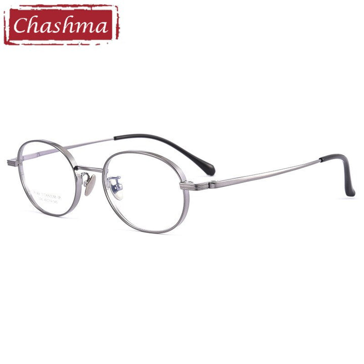 Chashma Ottica Unisex Full Rim Small Round Titanium Eyeglasses 2042 Full Rim Chashma Ottica Gray  