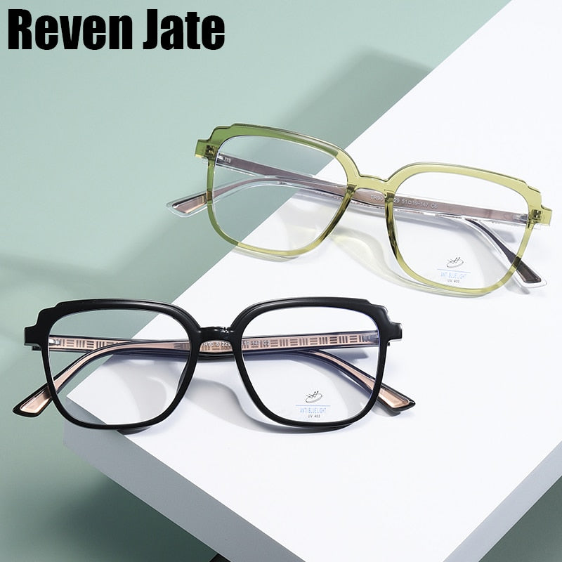 Reven Jate Unisex Full Rim Square Acetate Eyeglasses 81229 Full Rim Reven Jate   
