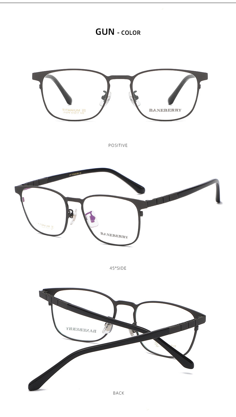 Reven Jate Unisex Full Rim Square Titanium Frame Eyeglasses 71079 Full Rim Reven Jate   