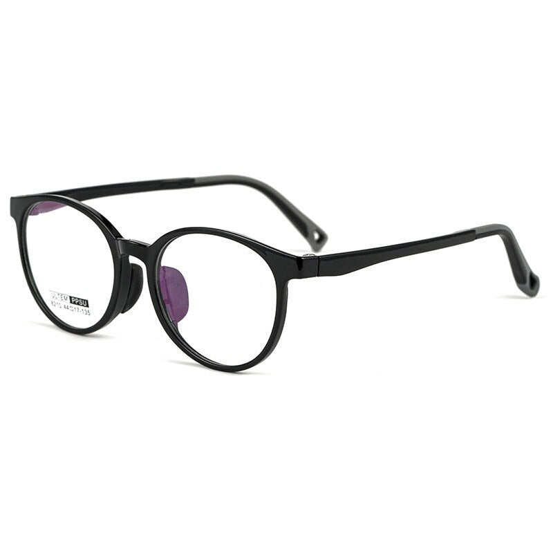 Yimaruili Children's Unisex Full Rim Round Ultem Eyeglasses 8210S Full Rim Yimaruili Eyeglasses Black  