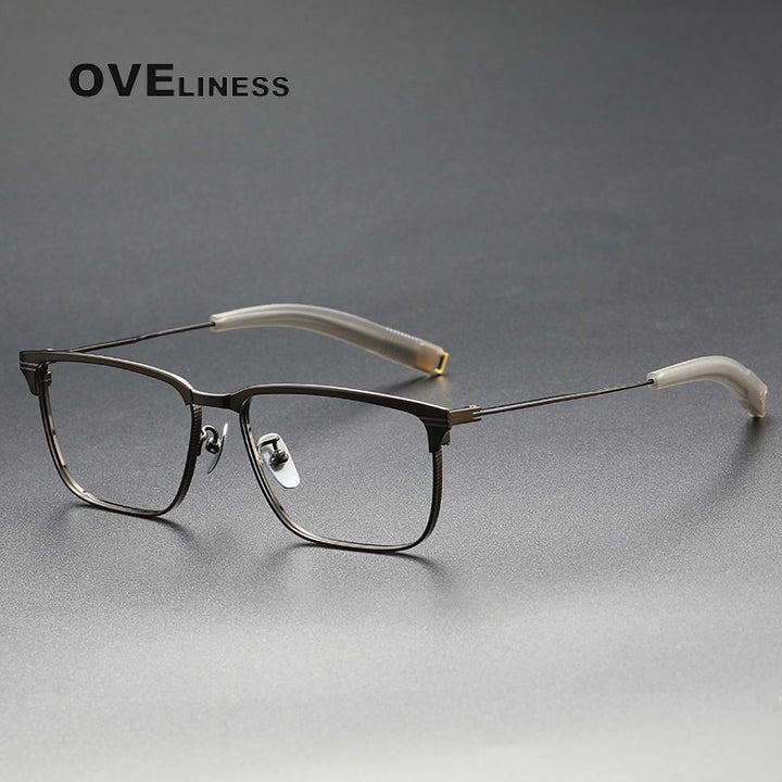 Oveliness Unisex Full Rim Square Acetate Titanium Eyeglasses Lsa104 Full Rim Oveliness gun  