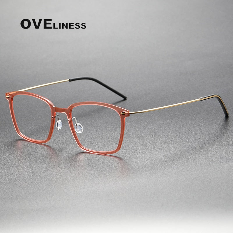 Oveliness Unisex Full Rim Round Screwless Titanium Eyeglasses 6536 Full Rim Oveliness pink  