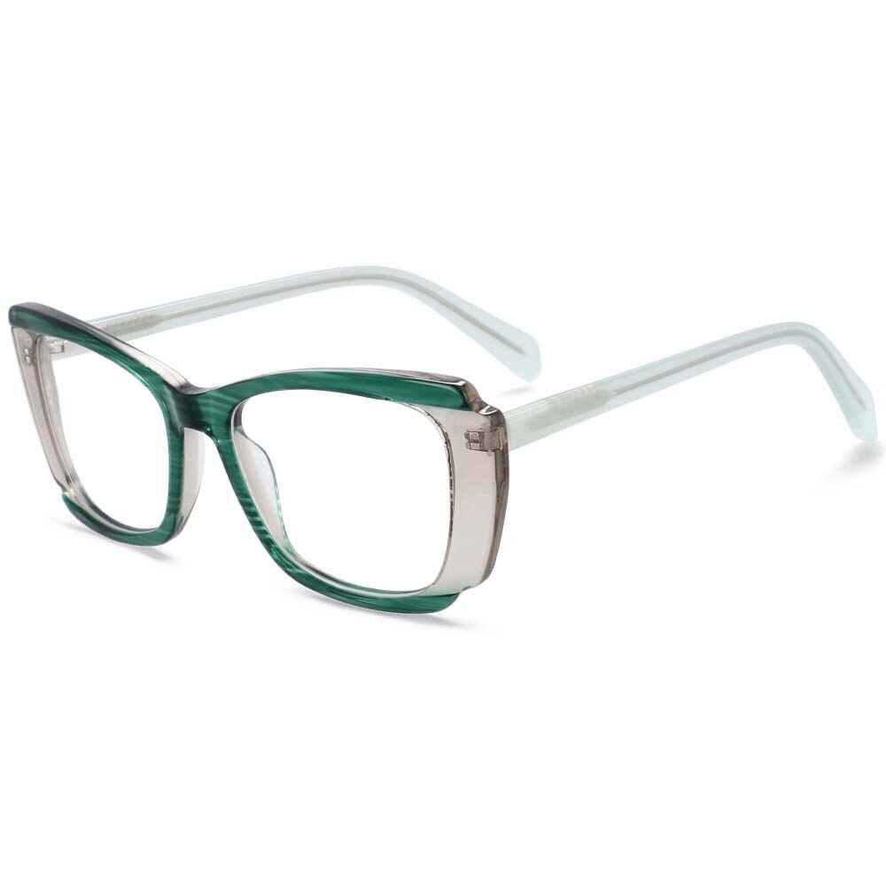 CCspace Unisex Full Rim Square Acetate Patchwork Frame Eyeglasses 54120 Full Rim CCspace Green China 