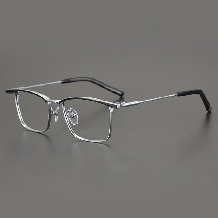 Gatenac Unisex Full Rim Square Titanium Eyebrow Eyeglasses Gxyj891 Full Rim Gatenac Silver  