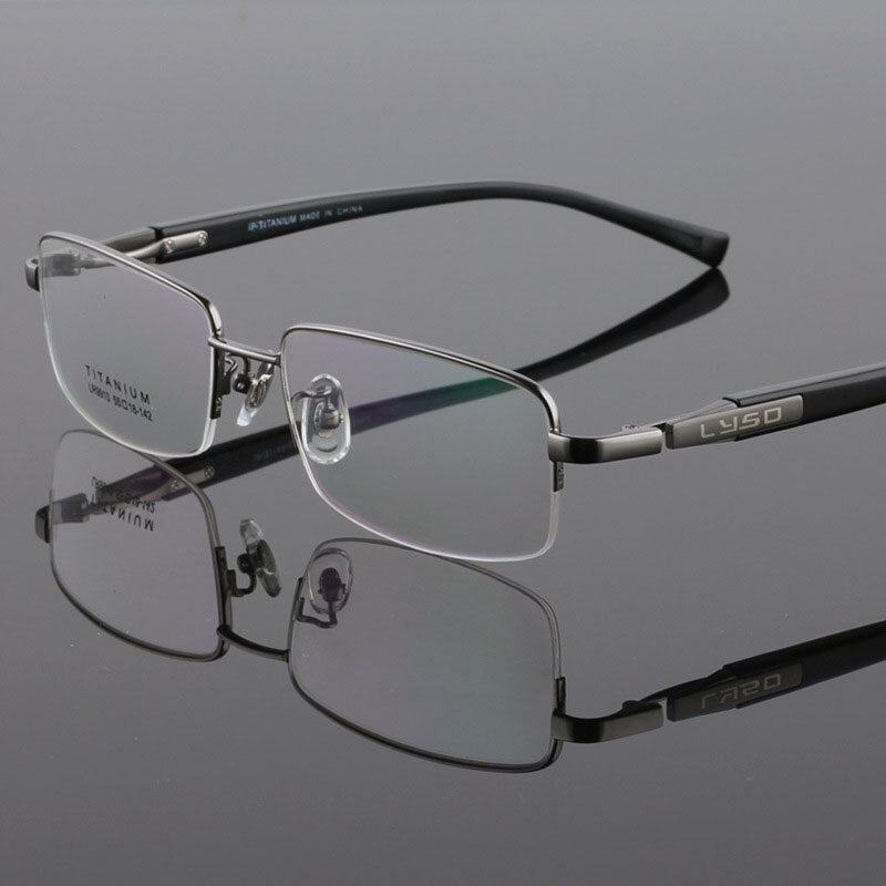 Hdcrafter Men's Semi Rim Square Titanium Eyeglasses Lr9910 – FuzWeb