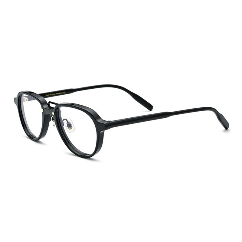 Gatenac Unisex Full Rim Round Acetate Double Bridge Frame Eyeglasses Gxyj818 Full Rim Gatenac Black  
